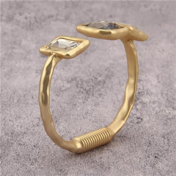 Gold Cuff Bracelet for Women Silver Beaded Bracelets Open Bangle Stackable - Picture 5 of 5